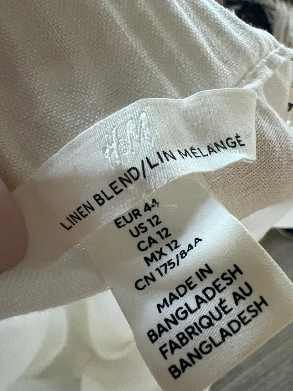 H&M White Wide-Leg Linen-Blend Pants